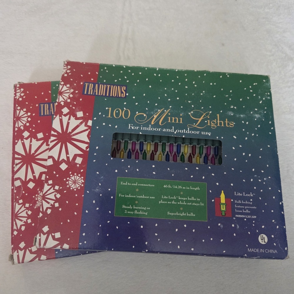 Vtg 100 Holiday Traditions Mini String Multi Color Christmas‎ Lights 46' Each